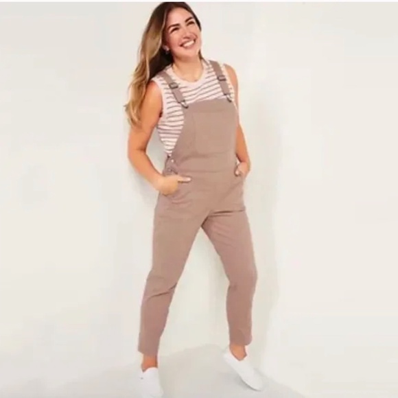Old Navy Overalls Women's Size 6 Tan Light Stretch Skinny Excellent - Picture 1 of 9